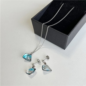 ジュエリーアイス ネックレス＆ピアスセット（ブルー）【ネコポス対象商品】ポストイン返礼品[№5891-0666]