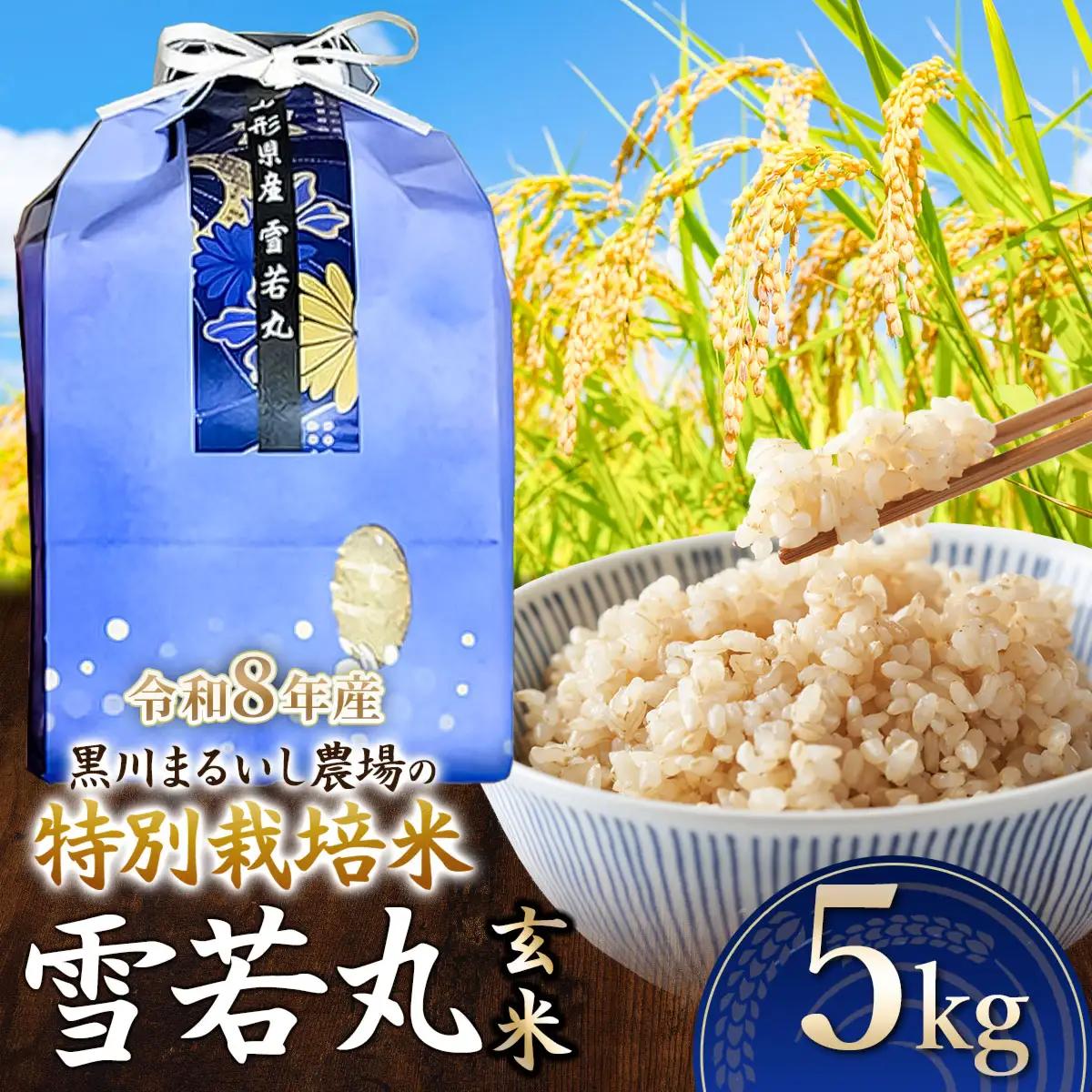 特別栽培米 雪若丸 玄米 5kg 令和8年産 新米 山形県鶴岡市産　K-834 黒川まるいし農場