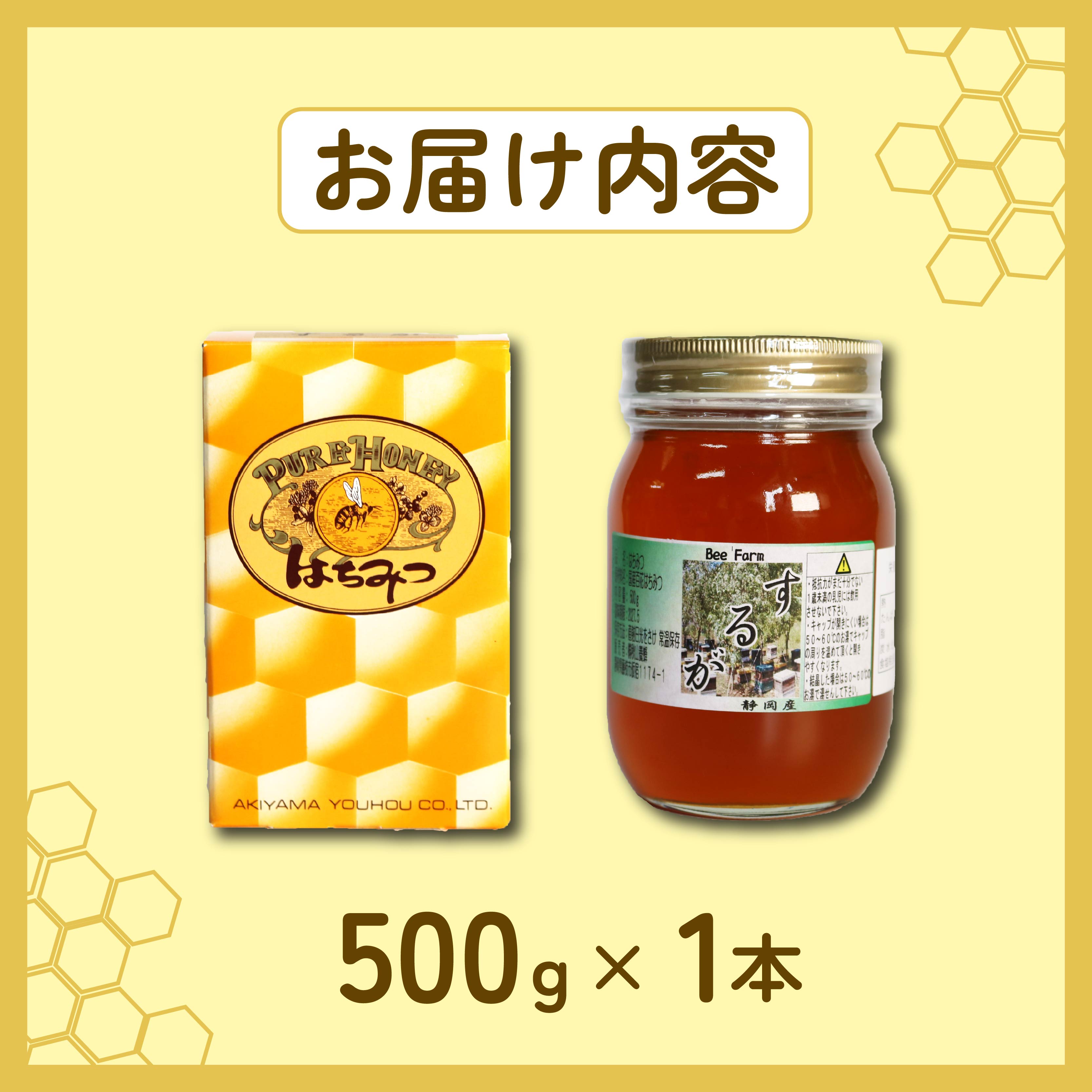 はちみつ 百花蜜 500g 1本 するがはちみつ 蜂蜜 ハニー 国産 ハチミツ 健康 化粧箱入 贈答用 プレゼント パン ジャム 朝食 静岡県 藤枝市