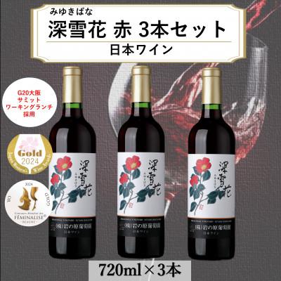 ふるさと納税 上越市 G20大阪サミットワーキングランチ採用　岩の原ワイン　深雪花　赤　3本セット