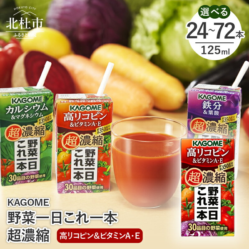 【ふるさと納税】 カゴメ 野菜一日これ一本 超濃縮 高リコピン＆ビタミンA・E 125ml 紙パック 選べる本数 24本 48本 72本 野菜ジュース 濃縮ジュース 名水仕込 KAGOME 無添加 これ1本 野菜 350g 30品目 健康志向 飲料 仕送り ギフト 防災 送料無料 10000円 10000 1万円