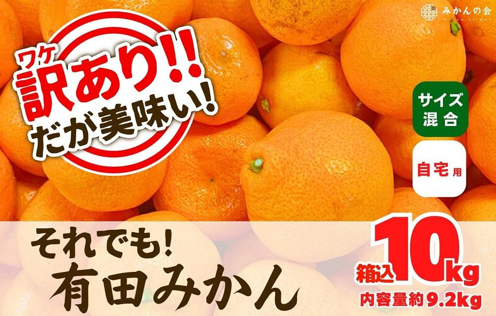 
訳あり それでも 有田みかん 箱込 10kg (内容量約 9.2kg) サイズミックス B品 有田みかん 和歌山県産 産地直送 家庭用【みかんの会】
