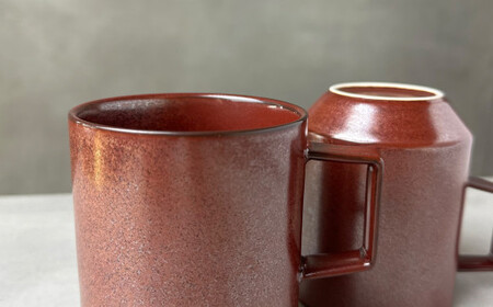 A20-464 金善製陶所 80カットマグ ブラウンTS 有田焼 マグカップ ペア シンプル 食器 茶色 スタイリッシュ