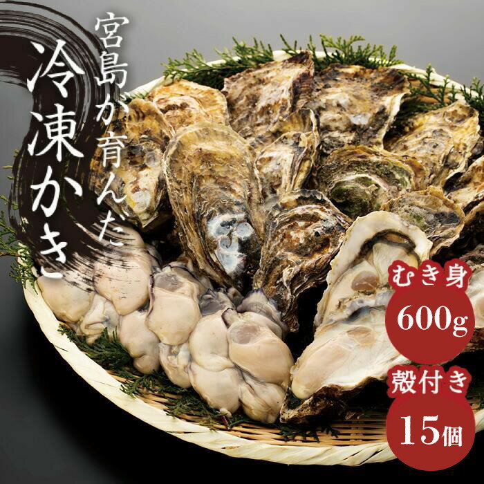 【ふるさと納税】【加熱用】宮島が育んだ冷凍かき（セット）むき身600g＋殻付き15個