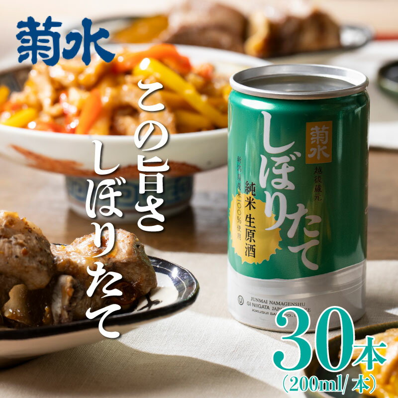 【ふるさと納税】 菊水 しぼりたて 生原酒 200ml × 30本 純米 酒 おいしい お酒 芳醇 地酒 純米酒 生原酒 缶 ギフト プレゼント アウトドア 菊水酒造 36000円 36,000円 新潟県 新発田市 kikusui001_01