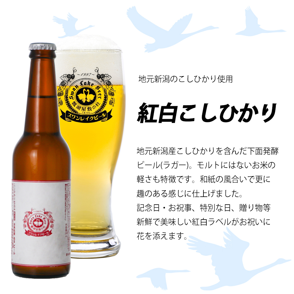 ビ－ル スワンレイクビール ホワイト寿　世界一金賞受賞入り  紅白ラベルビール2本セット 阿賀野市 新潟県 阿賀野 クラフト 飲み比べ クラフトビール お酒 1S44007