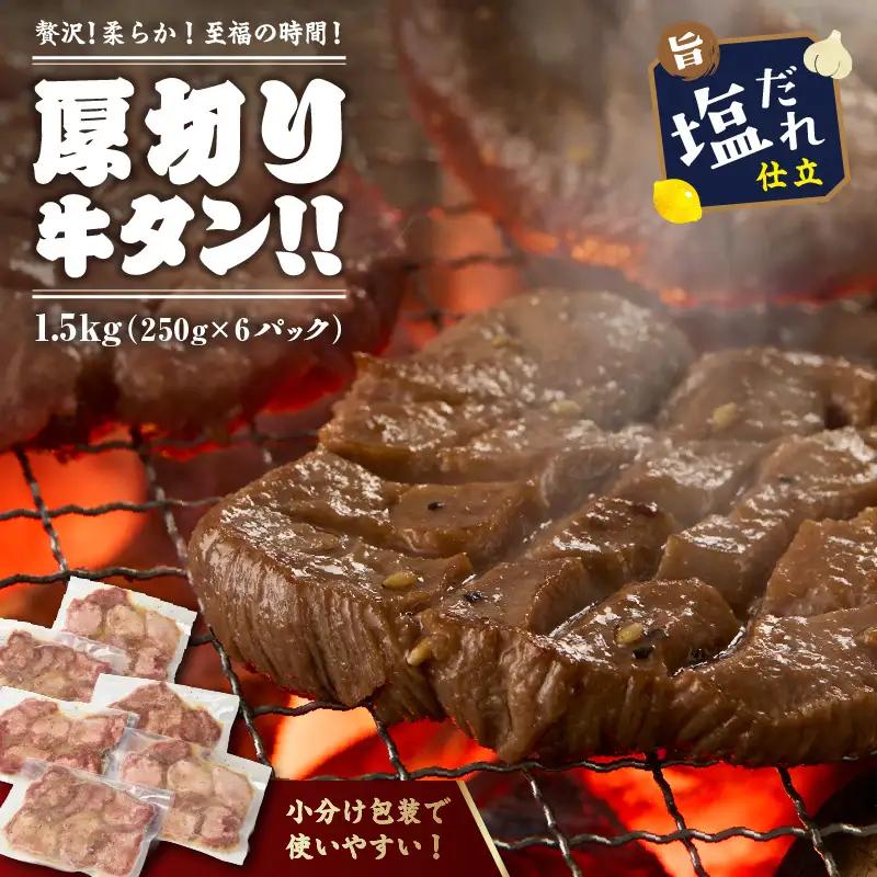 【訳あり】贅沢！やわらか！至福の時間！！厚切り塩だれ牛タン！！1.5kg（250g×6パック） | 牛タン
