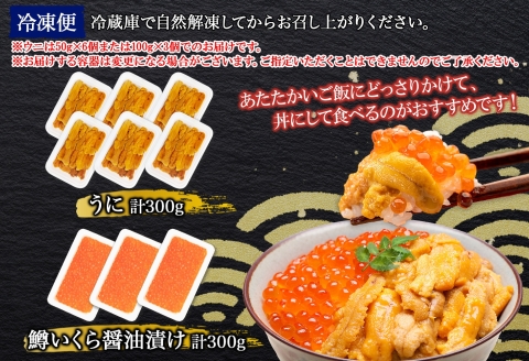 3408. 雲丹 300g 鱒いくら醤油漬け 300g 海鮮2種 ウニ チリ産 冷凍 雲丹 鱒いくら いくら イクラ 海鮮 海鮮丼 北海道 弟子屈町
