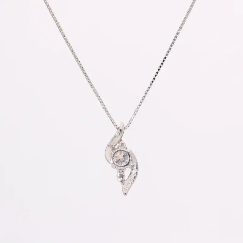 プラチナ900 ネックレス ダイヤモンド 中石 0.2ct up 脇石0.02ct EJ-110