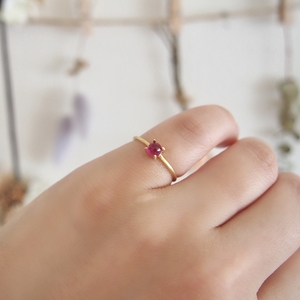 9号 ルビー リング(Silver925 18KGP仕上げ) 指輪 ／ Maco アクセサリー シルバー ヘアライン加工 プレゼント 奈良県 田原本町