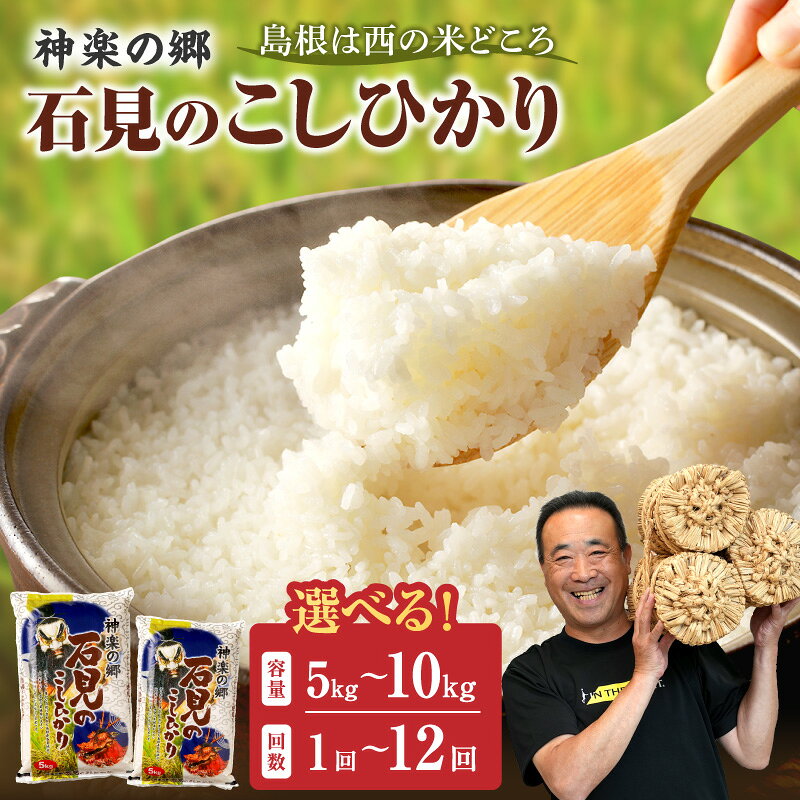 【ふるさと納税】【令和7年産】神楽の郷 石見のこしひかり 【5kg～10kg/1回～12回】 選べる 内容量 こしひかり お取り寄せ 特産品 島根 県産 精米 玄米 新生活 応援 準備