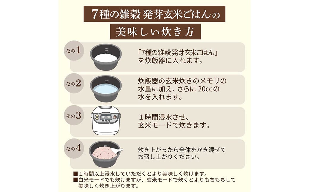 国産 7種の雑穀発芽玄米ごはん 炊飯セット2合×15袋（約60食分）洗わずにそのまま炊ける雑穀発芽玄米ごはん