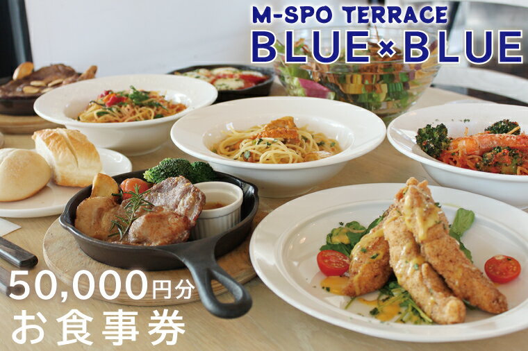 【ふるさと納税】M-SPOTERRACE?BLUE×BLUEお食事券5万円分 【カフェ バル グルメ BBQ 宴会 飲み会 二次会 リゾート テラス お食事 チケット 50000円分 茨城県 水戸市】（BV-3）