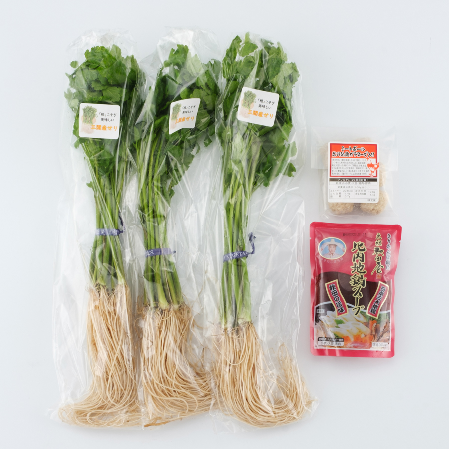 比内地鶏スープのセリしゃぶセット