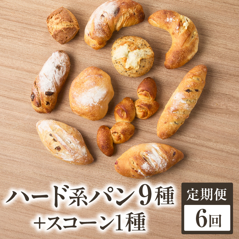 【全6回定期便】選べる回数！自家培養酵母で焼くハード系パン9種＋スコーン1種セット！