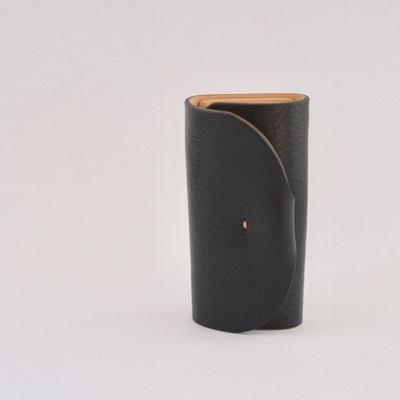 ふるさと納税 七尾市 【本革】キーケース/4連キーリング付/ブラック/ハンドメイド