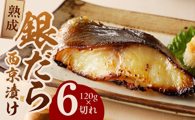 G2988 【定期便】銀鱈 西京漬け 120g×6切れ【厚切り 小分け  銀だら ぎんだら ギンダラ 海産物 魚 惣菜 西京焼き 味噌 お酒のあて 訳あり サイズ不揃い 2025年11月＆2026年5月発送】