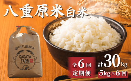 【寄附額改訂↓】令和８年新米予約【6回定期便】八重原米5kg（5kg×1袋）合計30kg 白米 コシヒカリ 特A米 ※2026年10月以降順次発送｜笹屋農園「農薬削減長野県認証取得」先行予約　お米