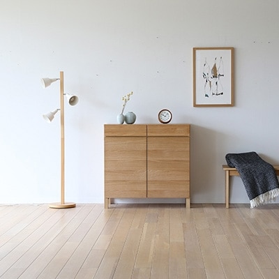 天然木製 リビング収納 レッチェ90キャビネット ホワイトオーク【10年保証】【高野木工】