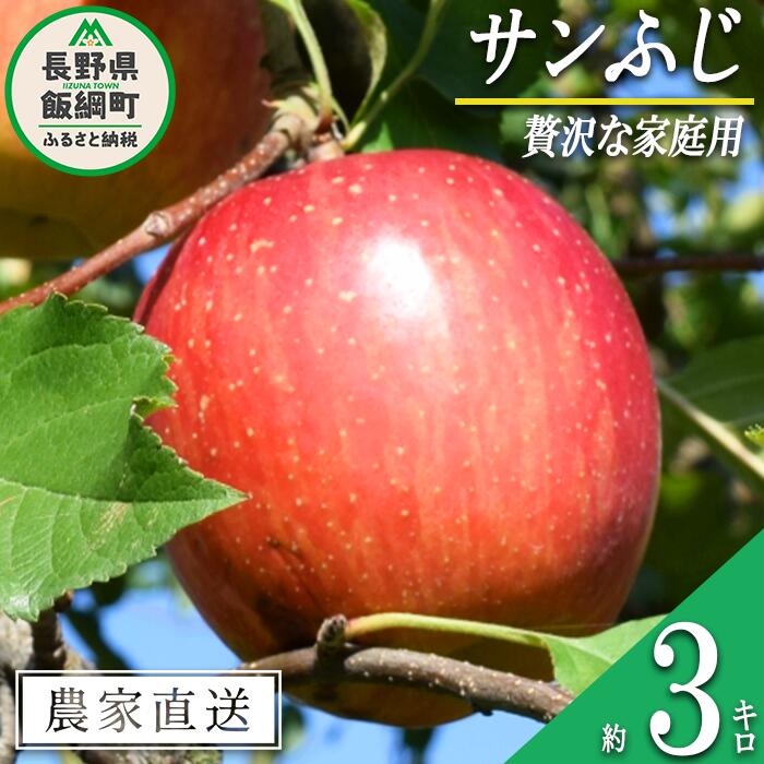 【ふるさと納税】りんご ふじ 3kg 贅沢な家庭用 庚申山荘ファーム 沖縄へは配送不可 〔 果物 フルーツ 林檎 長野 予約 農家直送 3キロ 14000円 〕【令和7年度収穫分】 発送：2025年11月中旬〜
