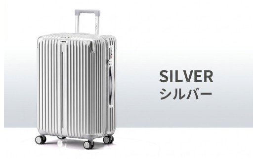 スーツケース Mサイズ シルバー キャリーバッグ  キャリーケース スーツケース 拡張機能付き スーツケース キャスター 着脱 キャスター交換可能 ダブルキャスター 360度回転 TSAロック 2重コイルファスナー