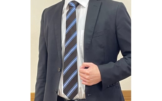 シルク100%　たけとらのフレスコネクタイ　茶・サックス・青　ふるさと納税限定　プレゼント・父の日に【1606028】
