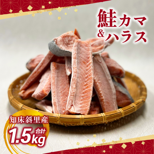 【先行受付】〈数量限定〉 知床斜里産 天然秋鮭カマ＆ハラス 1.5kg  鮭