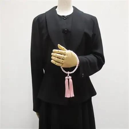 数珠女性用　ローズクォーツ　正絹花かがり房　桐箱入【1017408】