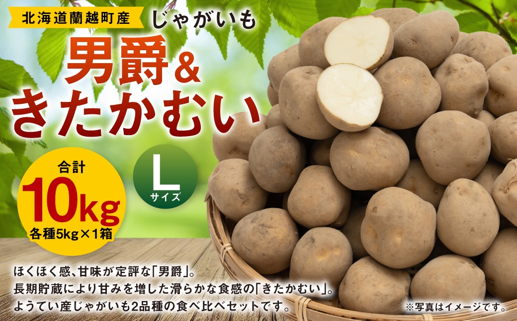 
                  じゃがいも （ 男爵 ） Lサイズ 約5kg × 1箱 ・ じゃがいも （ きたかむい ） Lサイズ 約5kg × 1箱 （ JA ） 計約10kg ジャガイモ ポテト いも イモ 芋 男爵イモ 野菜 やさい 食べ比べ 詰め合わせ セット 国産 北海道産 【 2027年1月上旬～2月下旬迄発送予定 】
                