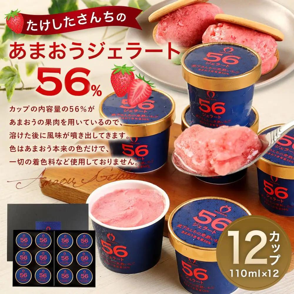 武下さんちのあまおうジェラート 12カップ 濃厚 ５～６名様向け ギフト 苺ジェラート
