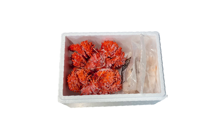 【北海道根室産】花咲かに500g前後～650g前後×2尾、たこ唐揚げ250g×2P C-30075