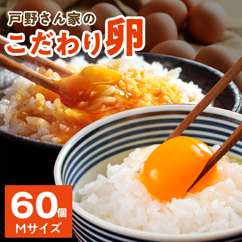 戸野さん家のこだわりタマゴ 60個 Mサイズ とことん餌にこだわった とのたま【卵 たまご 国産 濃厚 とことん餌にこだわった とのたま】 010B1367