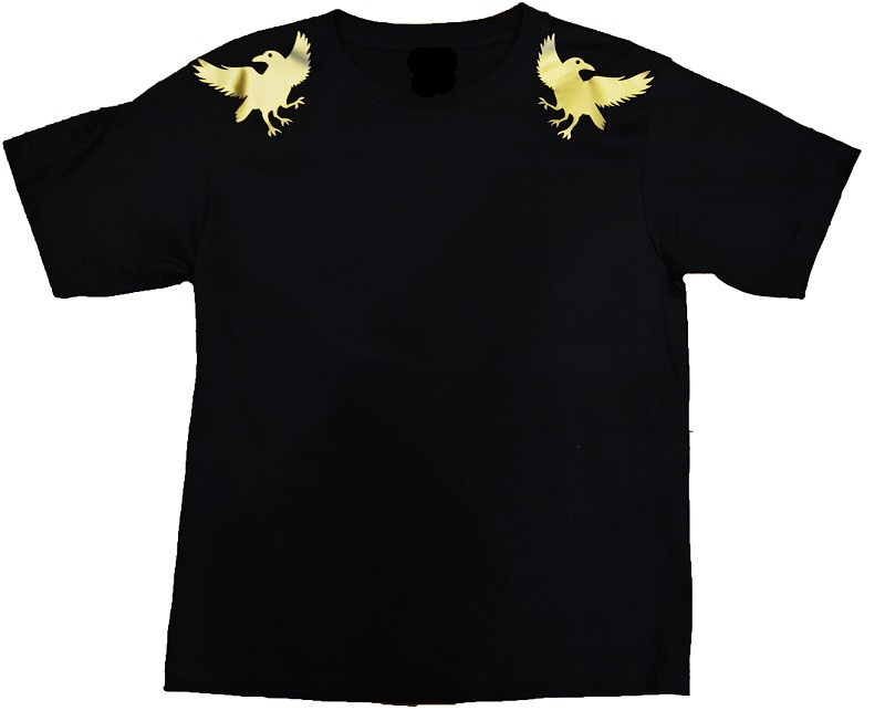 
            熊野古道　導きのカラス ゴールドＴシャツ　黒（Lサイズ）【mrm0120-3】
          