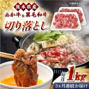 【ふるさと納税】【全3回定期便】くまもと黒毛和牛 あか牛 ミックス 切り落とし 1kg【熊本県畜産農業協同組合】[YAD016]