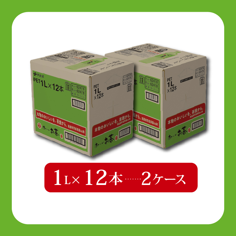 131-38 おーいお茶 緑茶 計 24本 1L × 12本 2ケース 防災備蓄 茶 ペットボトル 飲料 伊藤園