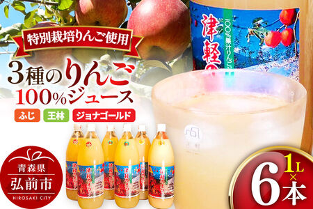 りんごジュース 1L×6本 無添加 3種 ストレート果汁100％ りんごジュース