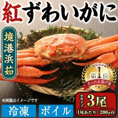ふるさと納税 境港市 <数量限定>境港浜茹 冷凍ボイル紅ずわいがに姿(小サイズ・3尾)