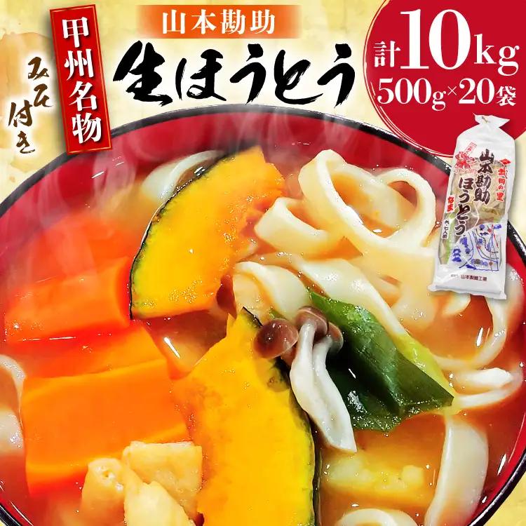 【大容量】 500g  みそ付き(2パック) ×20袋 ほうとう 生麺 冷凍保存