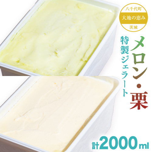 大地の恵み！！ 特製 ジェラート ( メロン ・ 栗 各1個 ) 計 2000ml アイス デザート スイーツ ふるさと納税 11000円 メロン 栗 旬 [AU109ya]