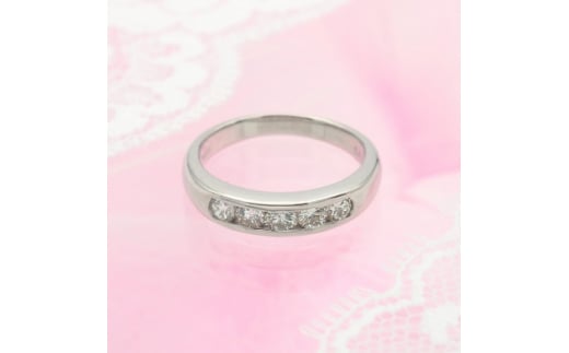 PT900 0.48ct 一文字ダイヤモンド リング　#14　HR-009152【1510050】