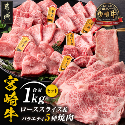 宮崎牛ローススライス&バラエティ焼肉1kgセット_AE-89-010