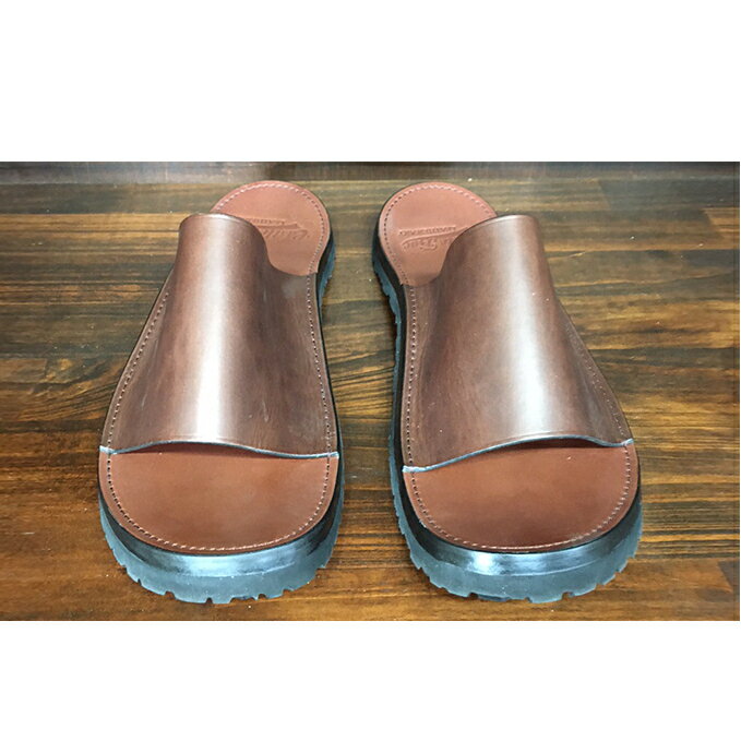 【ふるさと納税】レザーサンダル（ブラウン）サイズ7（25～25.5cm）【キャッスルファイブレザーアート】 ファッション 靴 シューズ 牛革