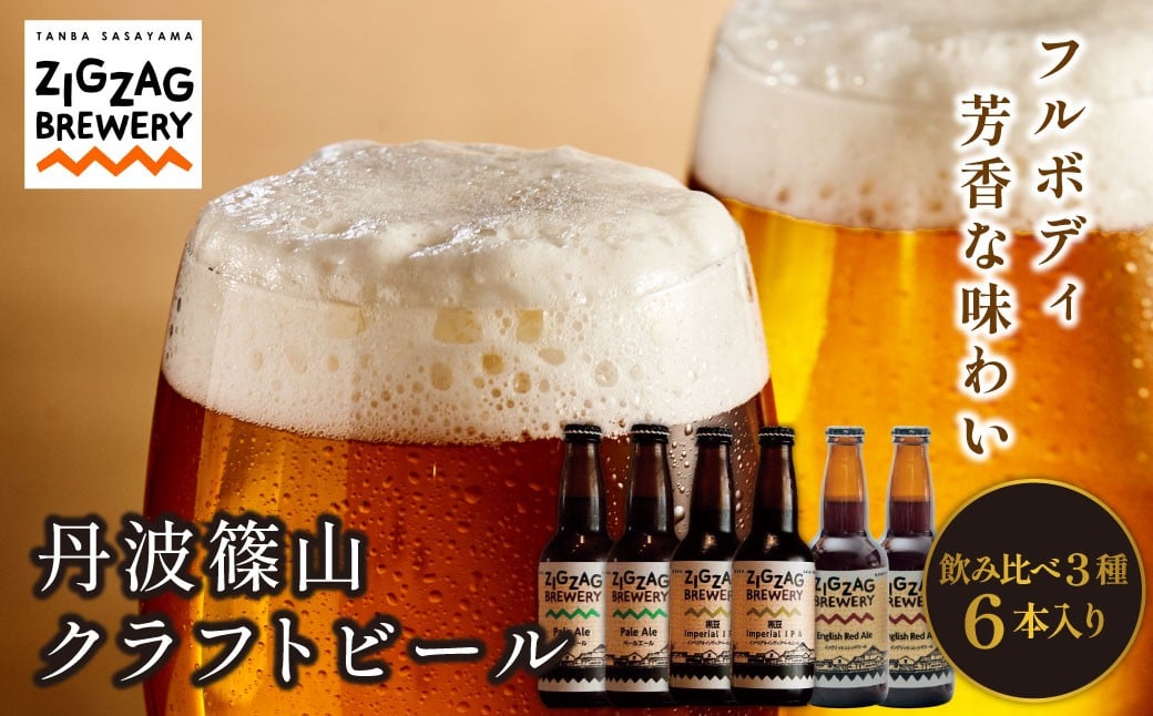 
                  自家培養酵母 クラフトビール 〈芳香&フルボディ〉 飲み比べ（3種6本セット） 丹波篠山ZIGZAGブルワリー 　地ビール クラフトビール
                