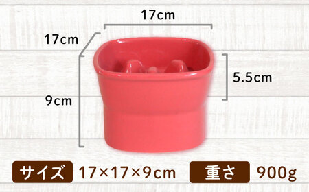 美濃焼　陶器製ペット用フードボウル【早食い防止　高台フードボウル(大/ピンク)pet111】【1427436】