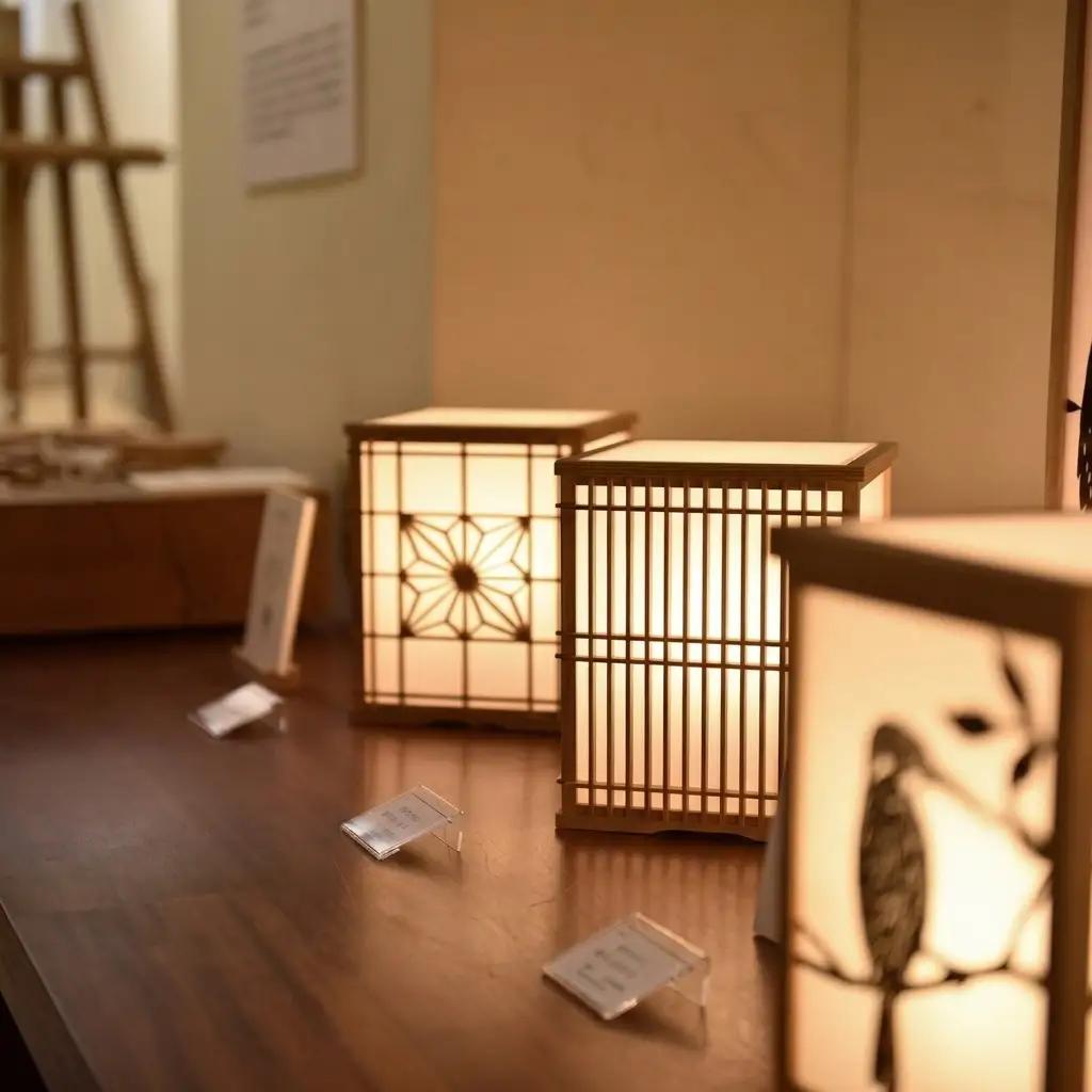 組子行灯ー麻の葉ー 工芸品 アート 和風 置物 壁掛け 壁飾り インテリア 滋賀県 米原市