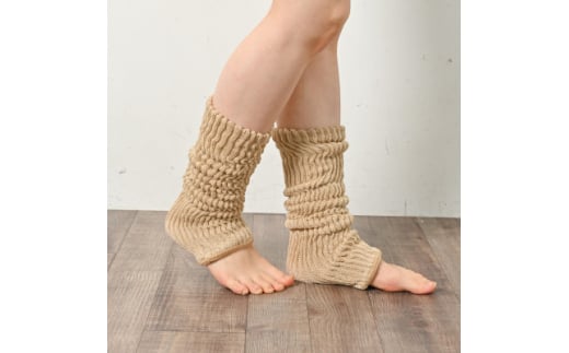 日本製 オーガニックコットン 内側シルク レッグウォーマー ナチュラル(72005-7335)【1322830】