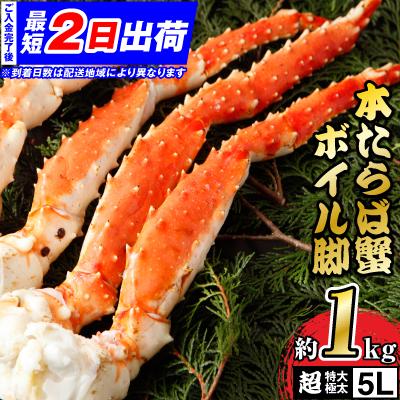 ふるさと納税 稚内市 【1肩1kgの極太5Lサイズ】本たらば蟹ボイル脚1kg 海鮮