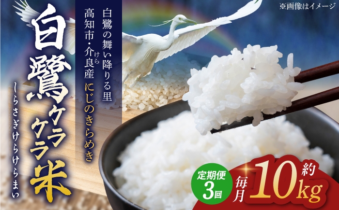 
                  【3回定期便】 農薬節減！ R8年度産 白鷺ケラケラ米 にじのきらめき 各約10kg 合計約30kg / 高知 米 お米 精米 　【津ノ宮農園】 [ATBV008]
                