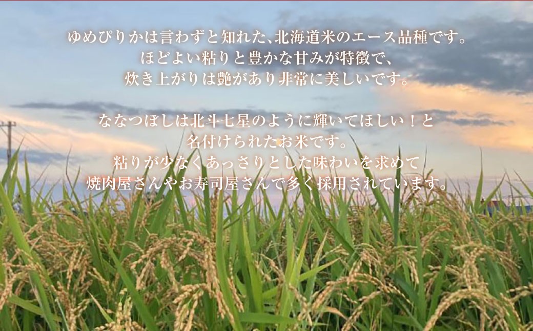 ゆめぴりか ななつぼし 食べ比べセット （無洗米） 各10kg
