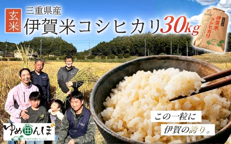 三重県産　伊賀米コシヒカリ　30kg　玄米【ymtb0001】